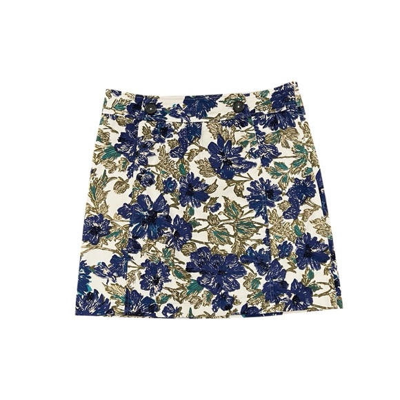 Brooks Brothers Dresses & Skirts - Brooks Brothers Red Fleece Straight Fit Floral Mini Skirt‎ 10 Button Detail Blue